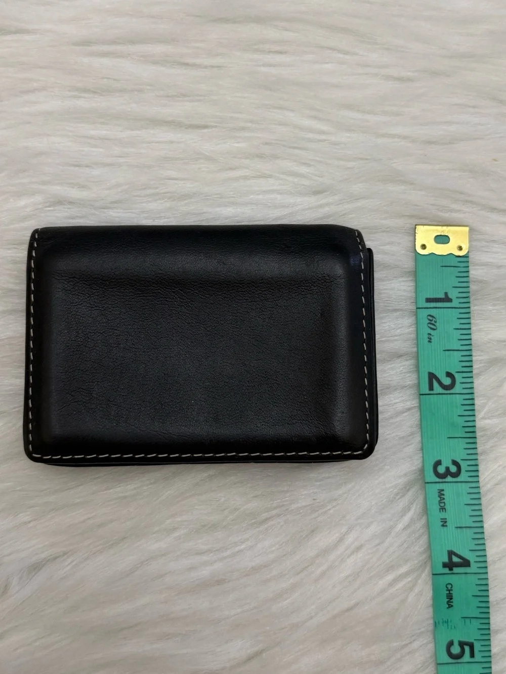 PERRY ELLIS -  BLACK GENUINE LEATHER PORTFOLIO CARDHOLDER WALLET
